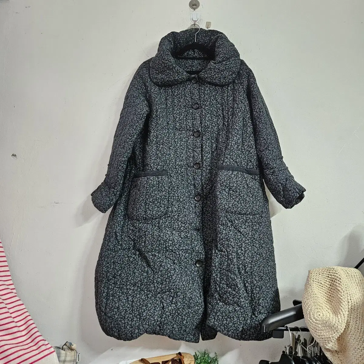 Quilted Flower Quilting Long Coat Jacket