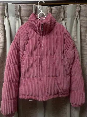 코듀로이 핑크 다운 자켓