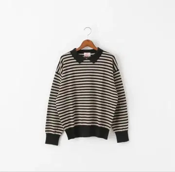 Mao made 스트라이프 폴로 옷깃 니트 스웨터