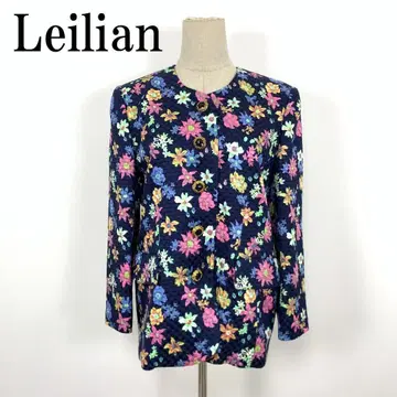 LA7860 레리안 꽃무늬 실크 노카라 자켓 네이비 11