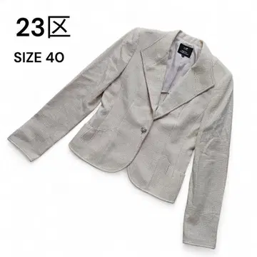 23구 실크 트위드 라메 테일러드 자켓 사이즈 40 베이지