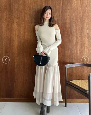 snidel Sustainable 콜드 숄더 니트 원피스