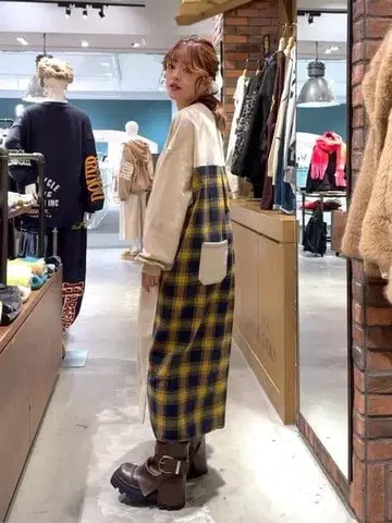 새상품 아이보리 체크 도킹 원피스 총력전 특가! 지금 바로 꼭 사세요!