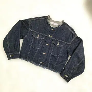 JOURNAL STANDARD 프린지 노카라 데님 자켓 다크 네이비