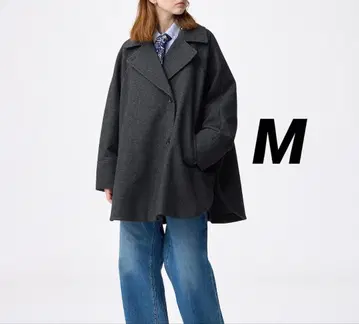 [ 새상품 ] GU 코지 멜톤 케이프 코트 M 멜톤 코트 케이프 그레이