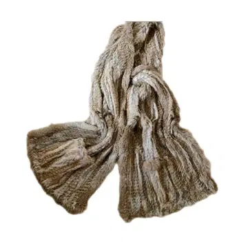 브라운 계열 스트라이프 퍼풍 스톨