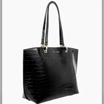 ideal of sweden 크로커다일풍 블랙 토트백