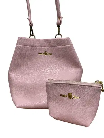 핑크 헥사곤 숄더백 & 파우치 세트 레어