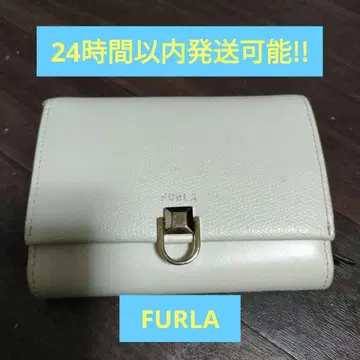 FURLA 2단 접이식 지갑 화이트 베이지