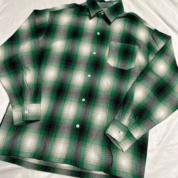 L CALTOP/칼탑 긴팔 플란넬 셔츠 옴브레 체크 그린