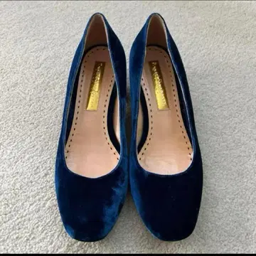 루퍼트 샌더슨 36 네이비 벨벳 펌프스 낮은 힐