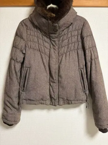 퍼 달린 울 혼방 다운 자켓