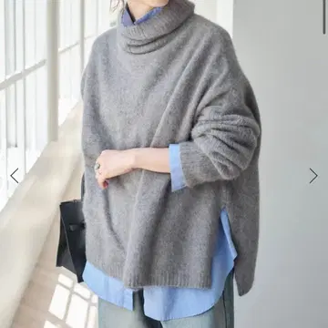 새상품 폭스 울 믹스 롱 리브 터틀 풀오버