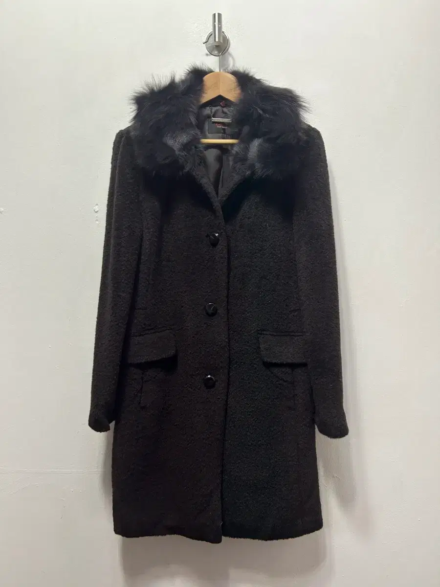 90 Jisense Women&#x27;s Long Coat Brown Fur Collar Coat