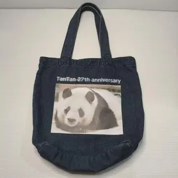 새상품급 오지 동물원 탄탄 27주년 토트백 데님 소재 고베 신문 팬더