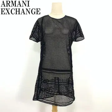 LA6580 아르마니 익스체인지 반팔 시스루 니트 원피스 블랙 S