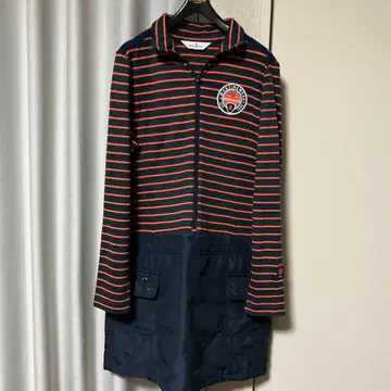 Munsingwear 네이비/오렌지 스트라이프 원피스