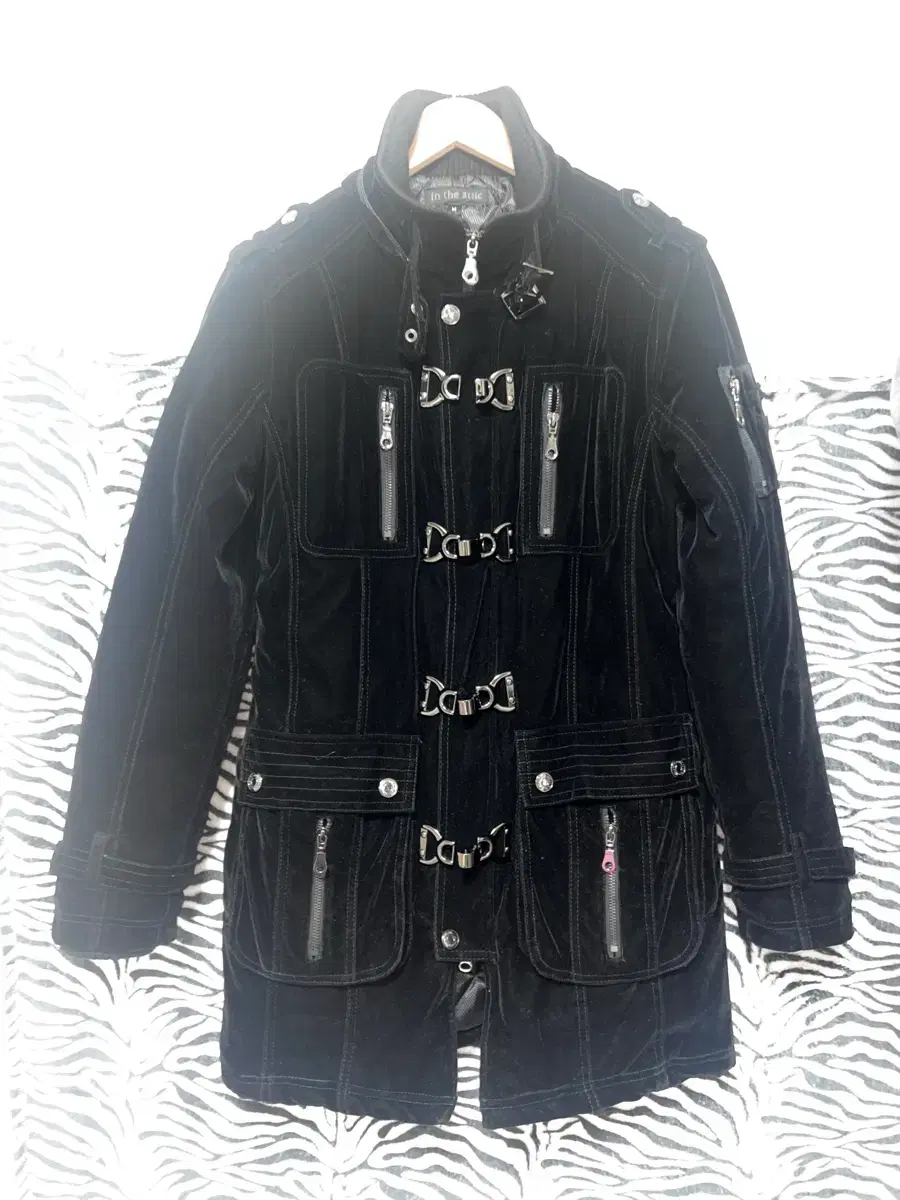 In The Attic Black Velvet Gyaru Silver Button Coat Jacket