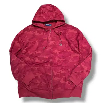 에코 리미티드 카모플라주 지퍼 후드티 빨간색 오버 사이즈