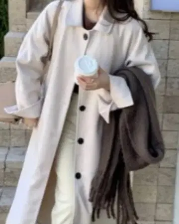 롱 코트 아이보리 화이트 emi+ 새상품
