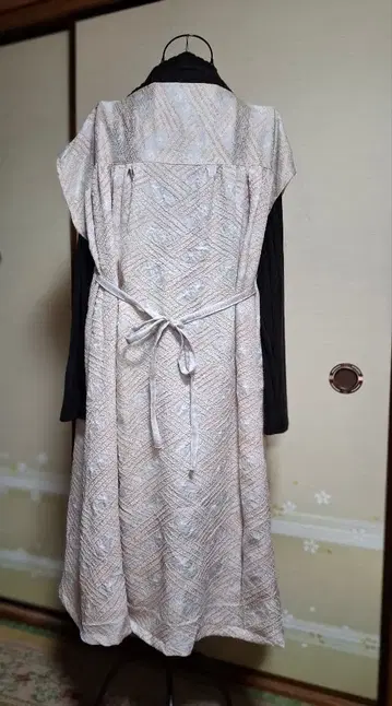 기모노 리메이크 162 쥐어짜는 원피스 옅은 복숭아색 x 오렌지