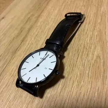 초심플 BUREi 손목시계 화이트/블랙 천연 가죽 벨트