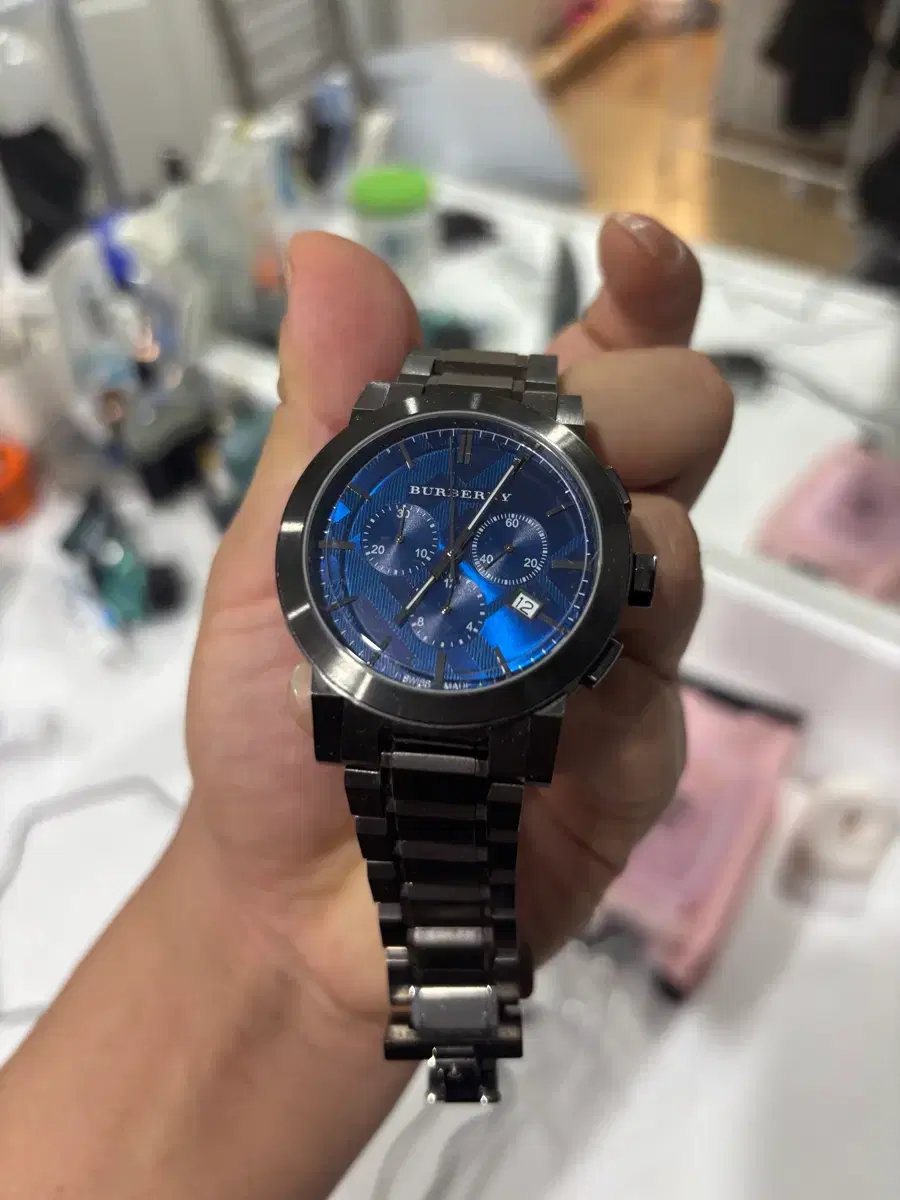 Burberry Blue Dial Chronograph Metal Watch BU9365