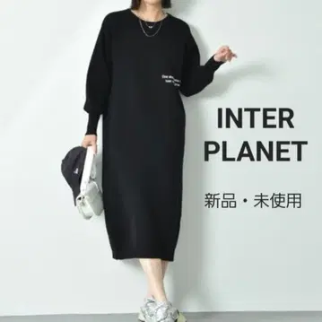 [택 포함 새상품] INTERPLANET 플로키 로고 프린트 원피스 블랙