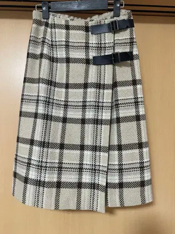 ef-de 체크 무늬 타이트 랩 스커트 베이지