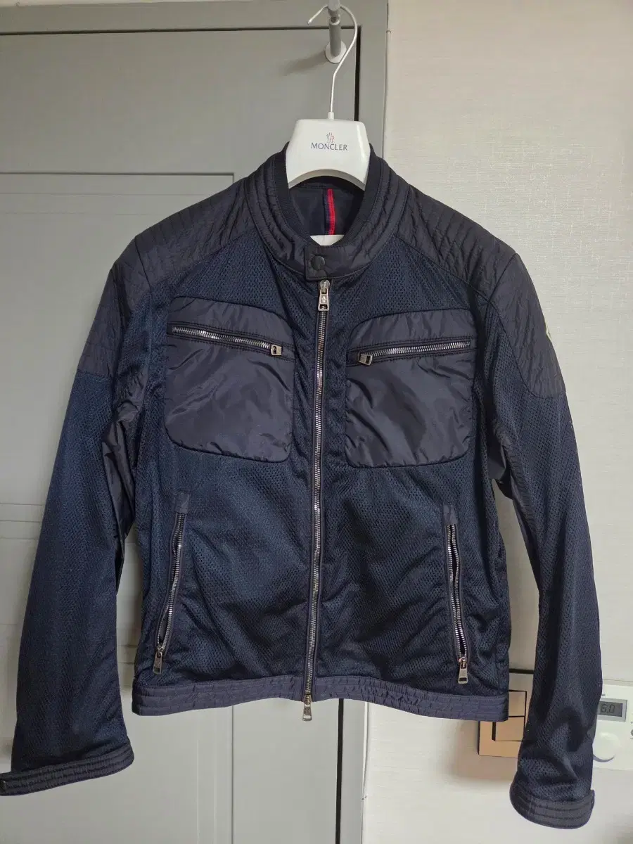 Moncler windbreaker biker jacket navy