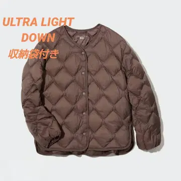 유니클로 울트라 라이트 다운 릴랙스 자켓 브라운 다운 자켓 L