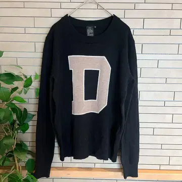 D/him. 디-힘 빅 로고 니트 스웨터 블랙 긴팔 울 44