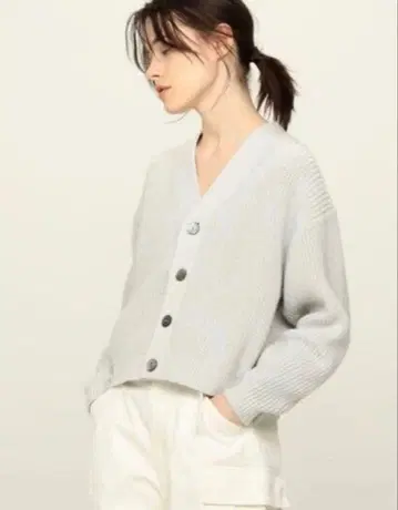 GALERIE VIE 코튼 실크 V넥 가디건