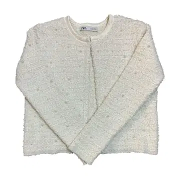 ZARA 펄 장식 트위드풍 가디건 M