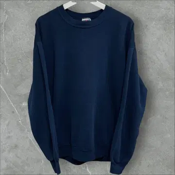 90s USA제 저지 무지 네이비 맨투맨 크롭 기장