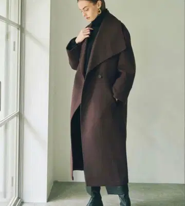 STUDIOUS CITY 퓨어 울 더블 페이스 롱 가운 코트