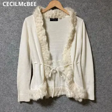 CECILMcBEE y2k 화이트 퍼 가디건