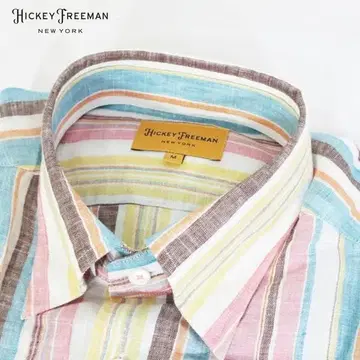 새상품 히키 프리먼 반팔 셔츠 M MSH1869 린넨 스트라이프