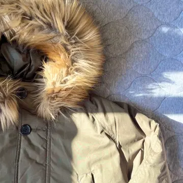 퍼 충전솜 모즈 코트 카키