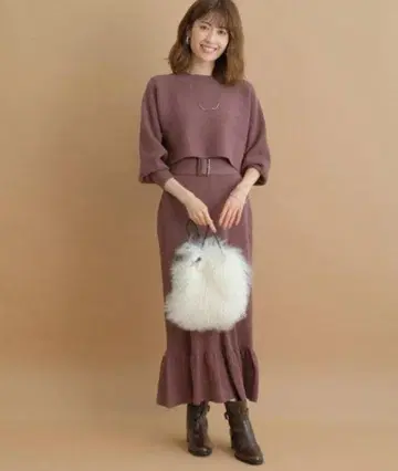 아푸와이저 리셰 레이어드 머메이드 니트 원피스 브라운 모카 브라운