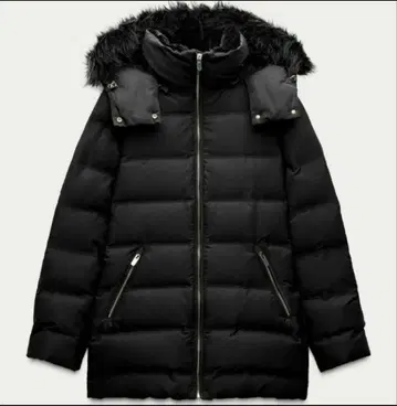 ZARA 세미롱 기장 퍼 포함 다운