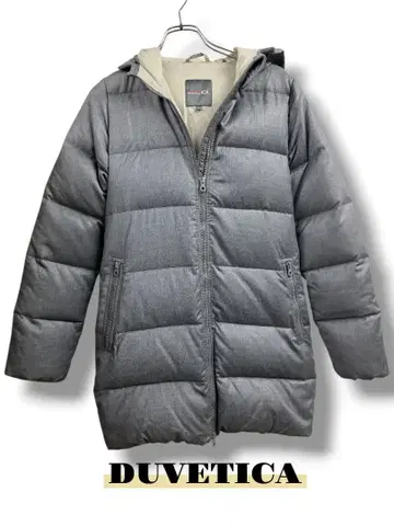 DUVETICA 후드 부착 그레이 다운 자켓 40