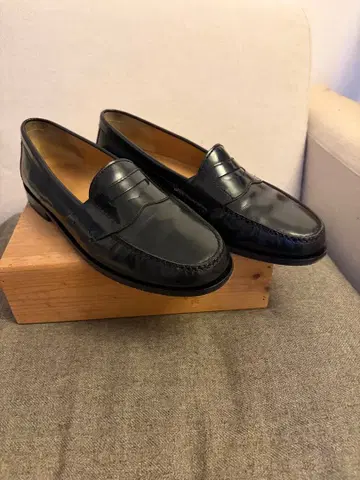 블랙 가죽 로퍼 슬립온