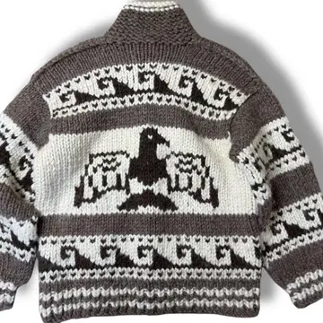 XXXL 사이즈 캐나다제 썬더버드 패턴 코위찬 니트 이글 메이플 버튼