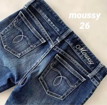[ 초레어 ] MOUSSY 26inch Y2K 실버스태치 다크 블루