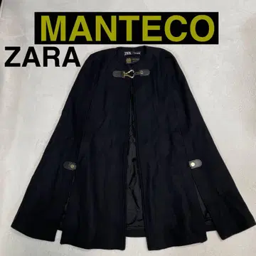 ZARA MANTECO 케이프 코트 판초 금장 장식 블랙 자라 마테코