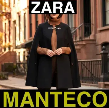 ZARA MANTECO 케이프 코트 판초 금장 장식 블랙 자라 마테코