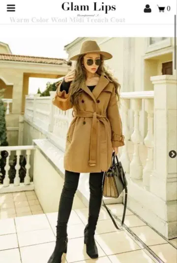 새상품급 glamlips 코트 카멜