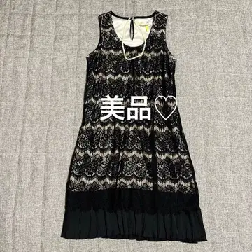 레이스 장식 슬리브리스 무릎 기장 원피스