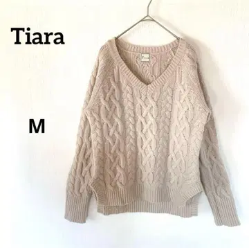 티아라 울 케이블 V넥 니트 ( F ) 입체 편직 루즈핏 베이지